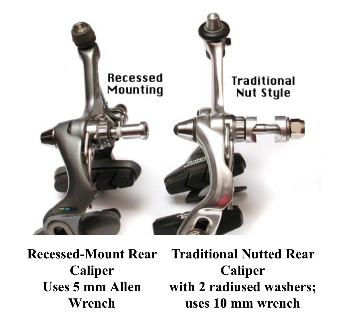 Nutted vs recessed brakes
