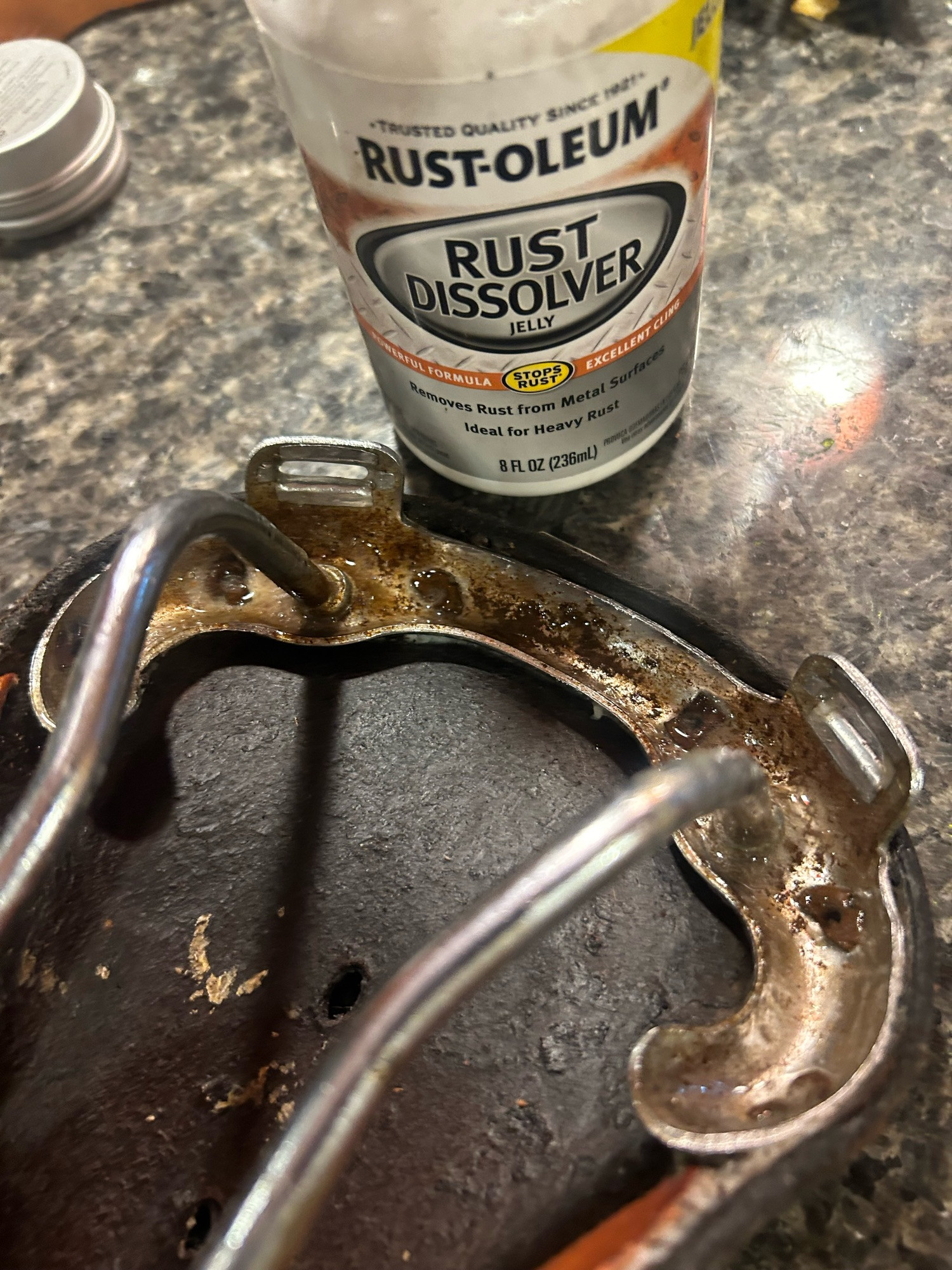 Removing rust from the saddle frame