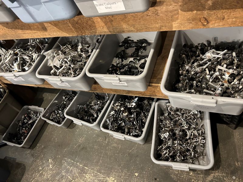 Bins of parts at Recovery