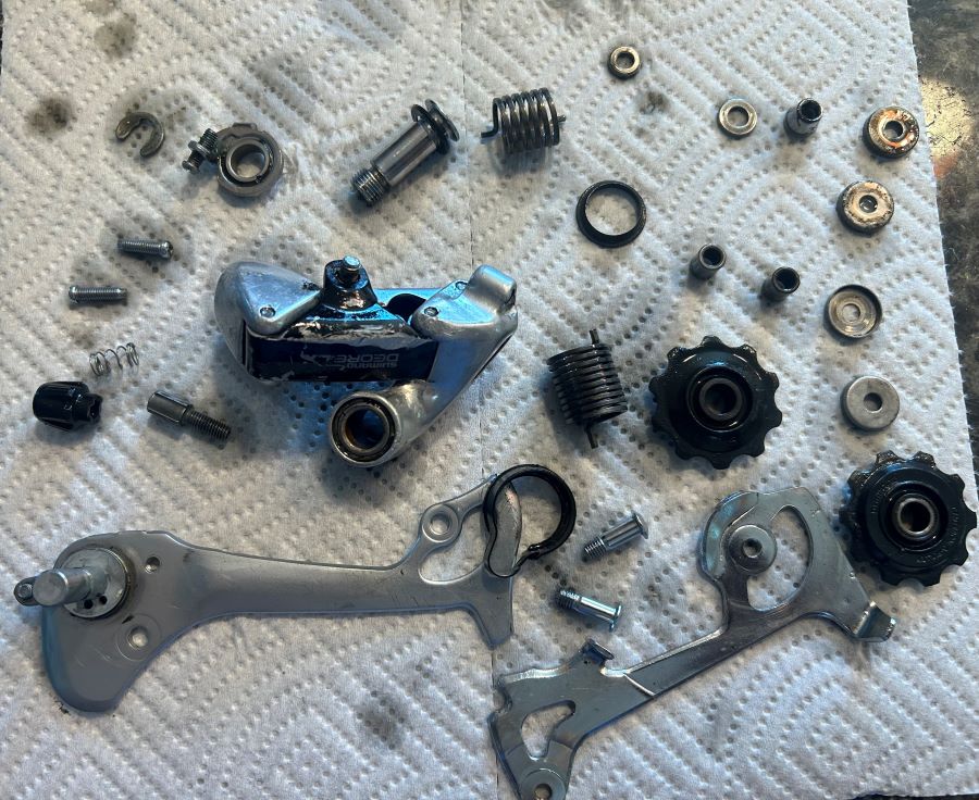 Disassembled Shimano Deore Derailleur